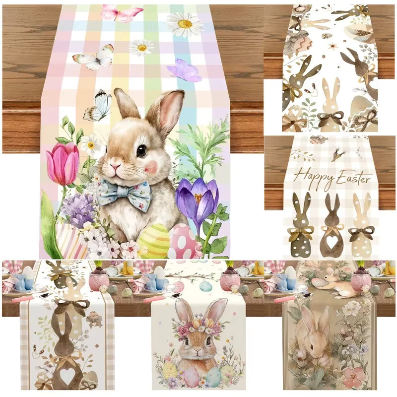 VIKAMA Tischläufer mit Ostermotiv und Frühlingsblumen in Mehrfarbig, B/H: 90 x 33 cm - Bild 2