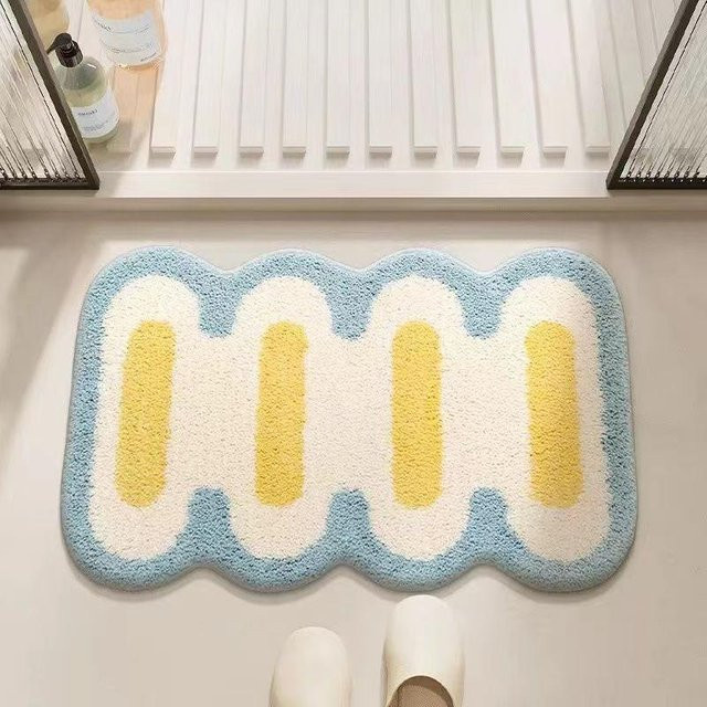 Rutschfeste und stark saugfähige Badezimmer Bodenmatte von Household supplies MH in Blau, B/T: 60 x 40 cm - Bild 1