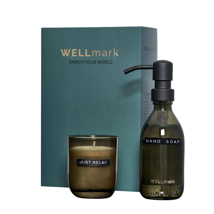 Wellmark Discovery Geschenkset Duftkerze Dark Amber aus Rapswachs in Glas, Schwarz und Braun - Bild 1