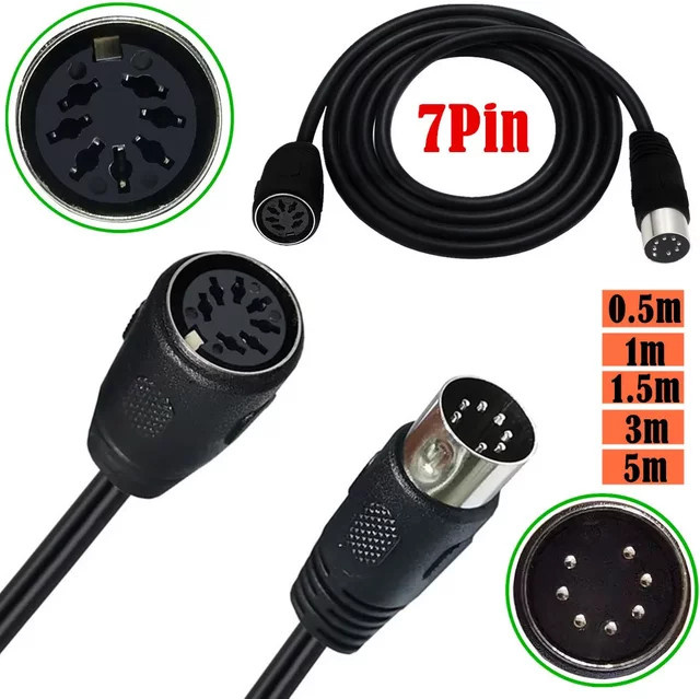 BSN 7-poliges Midi-Kabel Stecker-Buchse für Bang & Olufsen, Naim und Quad Stereo-Systeme in Schwarz - Bild 1