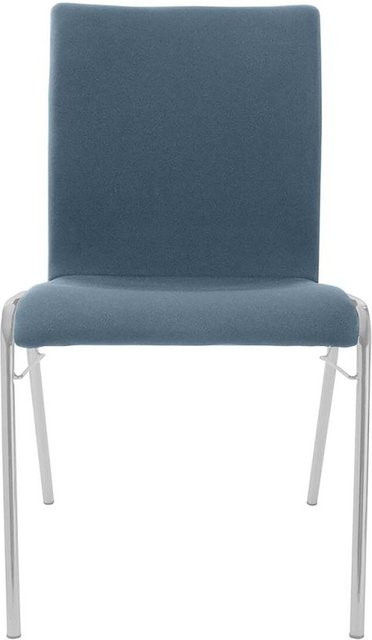 BMV Besucherstuhl A45 aus Buche mit silbernem Gestell und Vollpolsterung in Graublau, B/T/H: 50 x 54 x 86 cm - Bild 1