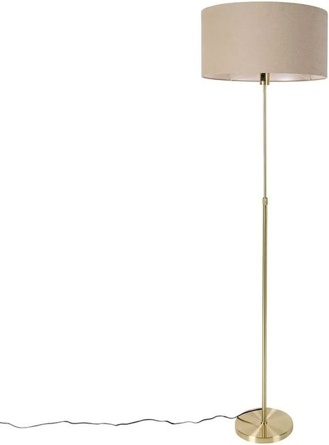 QAZQA Stehlampe aus Stahl in Gold mit dimmbarem Stoffschirm in Braun, Höhe: 173 cm - Bild 1