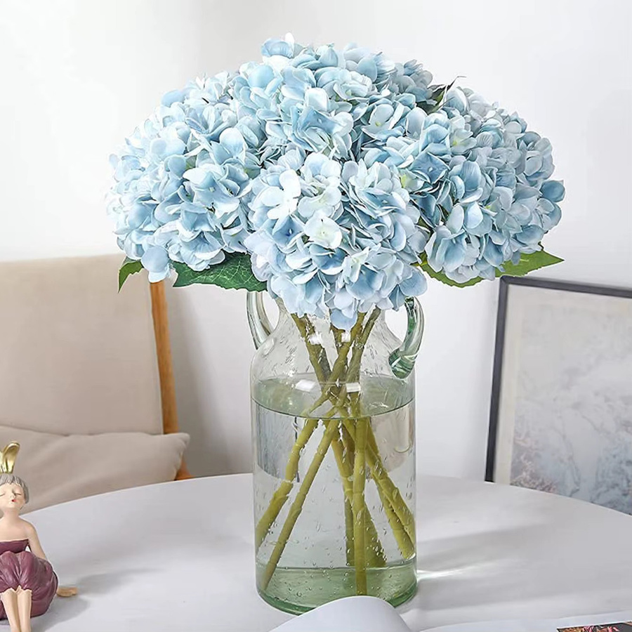 Yusheng Künstliche Hortensien-Blumen in Blau als runder Brautstrauß aus Textil für deine Hochzeits- und Raumdekoration - Bild 1