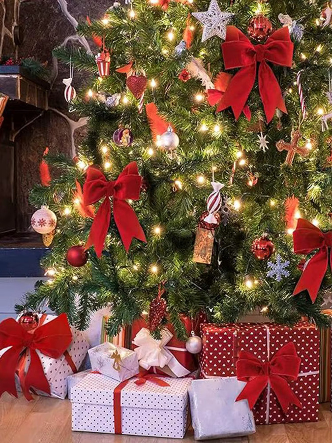 Weihnachtsband Set in Rot mit Sternen-Motiv, 2 Rollen à 10 Yards zur Dekoration von Kränzen und Geschenken - Bild 6