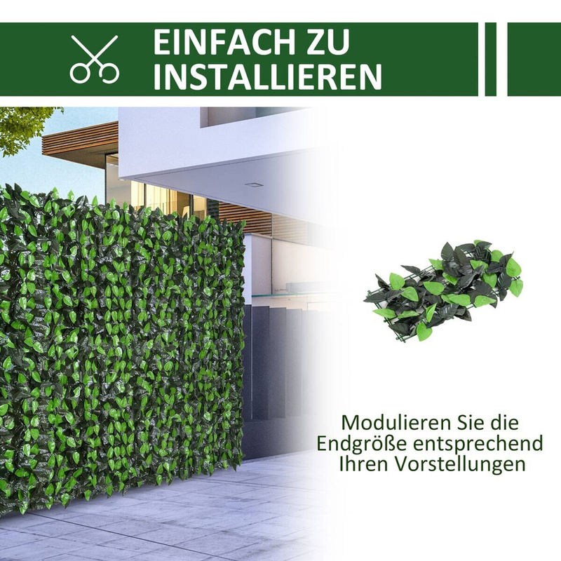 Outsunny Künstliche Hecke grün aus Kunststoff, wandmontiert, Höhe: 100 cm, Breite: 300 cm - Bild 4