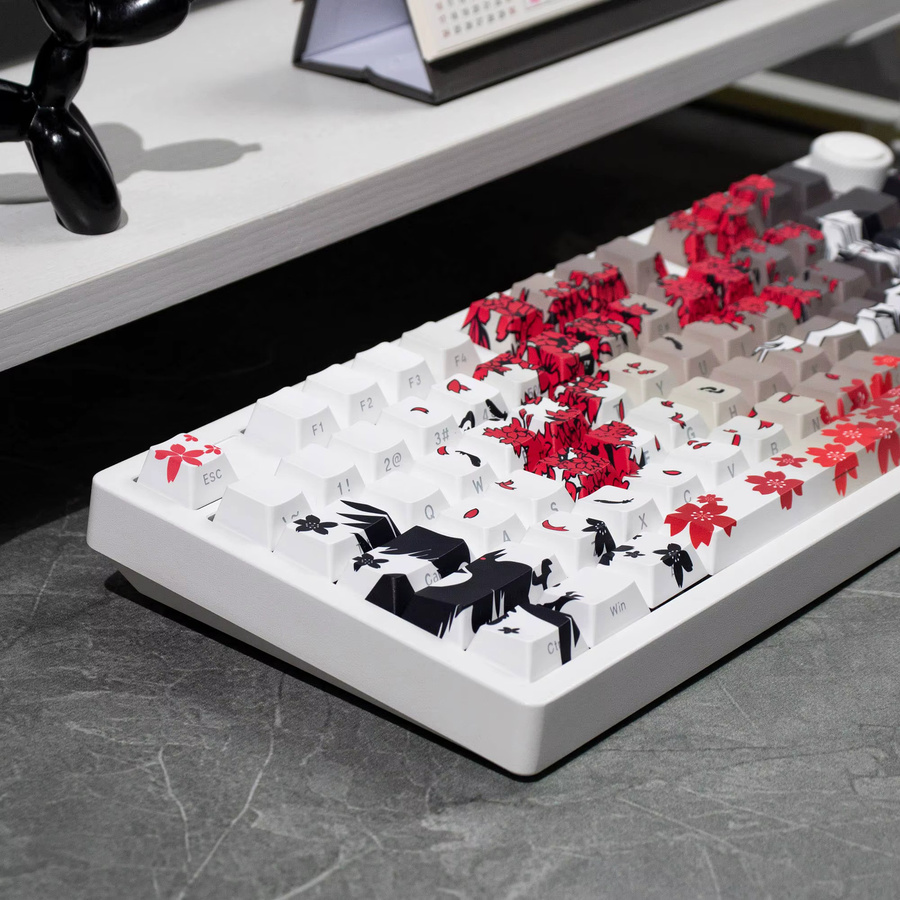 Venit Keys Raven Sakura Tastenkappen in Grau, 132 Stück, Cherry Profile PBT mit Side Shine Through für mechanische MX-Tastaturen - Bild 3