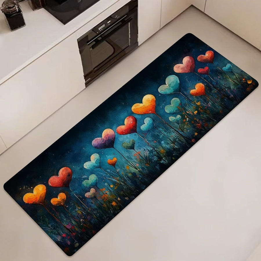 VIKAMA Bunter Herz-Ballon-Teppich in Multicolour, moderner Teppich für Wohnzimmer, Schlafzimmer, Küche oder Badezimmer, B/T: 120 x 40 cm - Bild 5
