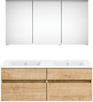 Get2You Badmöbel-Set twenty one, 4-teilig, braun, mit Waschbecken und Spiegelschrank mit LED-Beleuchtung, B/H/T: 122 x 1,5 x 51 cm - Bild 1