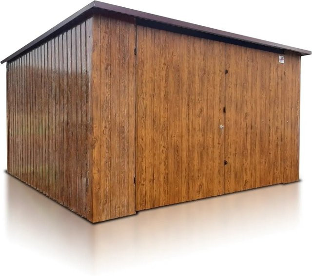 Liderstal Einzelgarage Premium aus Trapezprofilblech in Braun, B/T/H: 400 x 300 x 213 cm - Bild 1