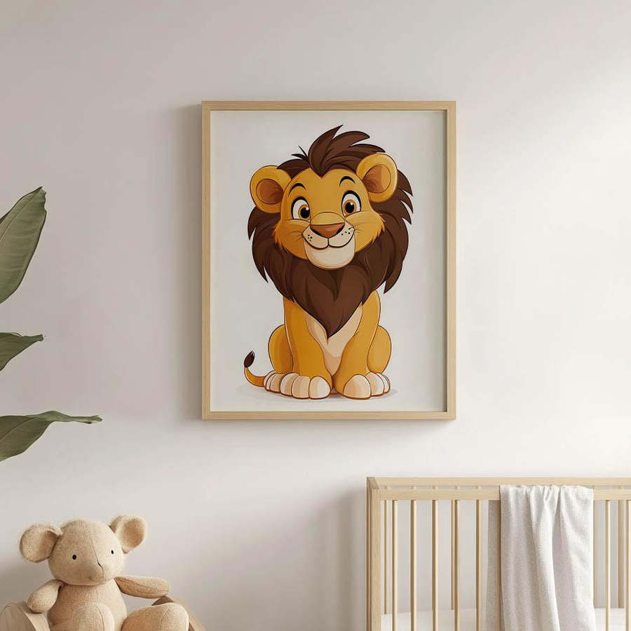 Plakat Lachender Löwe von iKable mit Holzrahmen in Heller Eiche, B: 50 cm, H: 70 cm - Bild 3