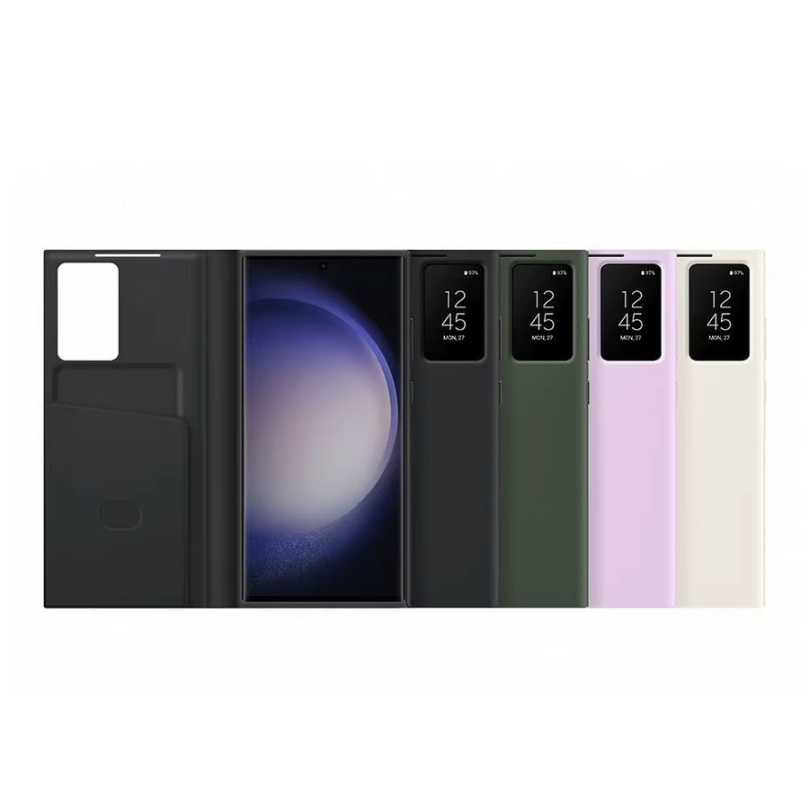 Samsung Galaxy S23 Ultra Smart View Wallet Flip Case mit Kartenfach in Schwarz für SM-S918B - Bild 4
