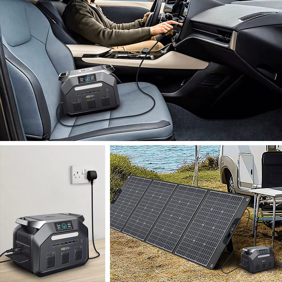 IEE Outdoor Fishing P1800 Tragbare Powerstation mit 1024Wh Kapazität, 1800W Solargenerator und LiFePO4 Batterie, 11 Anschlüsse und App-Steuerung - Bild 5