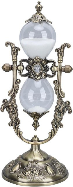 Tooarts Sanduhr mit Ständer in Gold, Vintage Design mit floraler Gravur, 15 Minuten Laufzeit - Bild 1