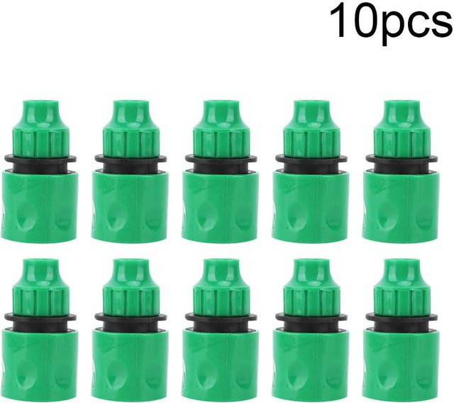 10er Set TOMTOP JMS Gartenbewässerung Fitting 3/8 Quick Connect Hahnanschluss aus Kunststoff in Grün - Bild 1