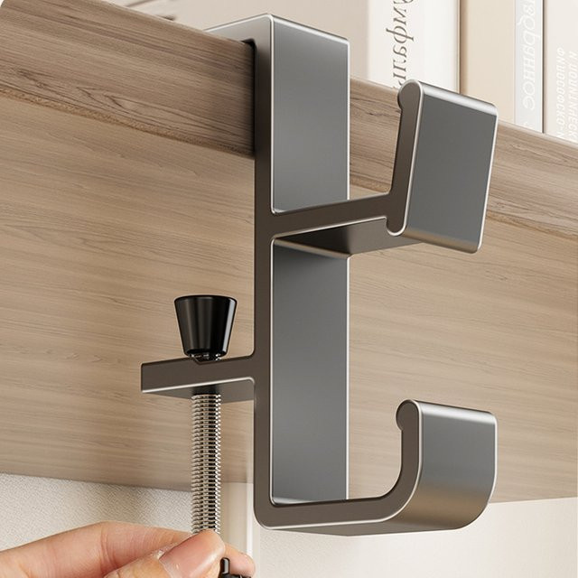 Multifunktionaler verstellbarer Tischhaken aus Metall als mobiler Handtaschenhalter in Weiß - Bild 1