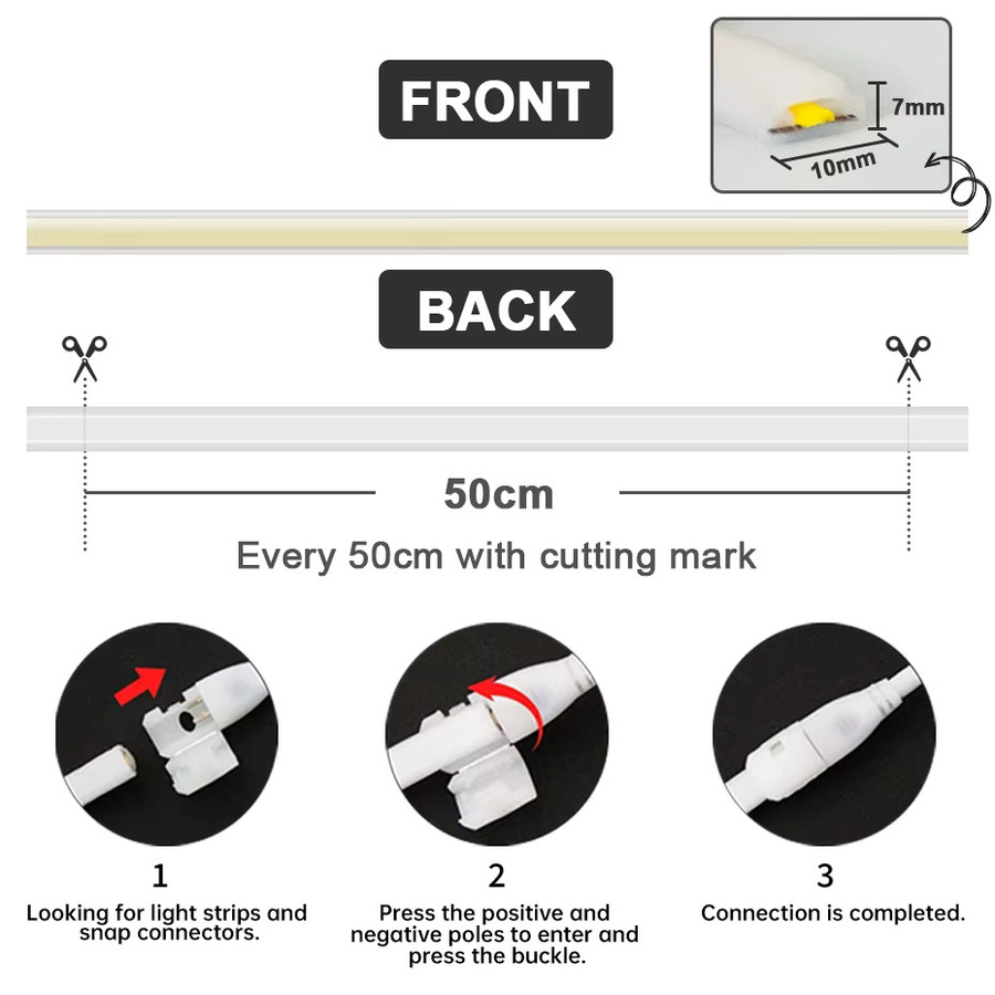 Asign COB LED-Streifen Warmweiß 220V mit EU/AU Netzstecker, 288 LEDs/m, flexibles LED-Band für Außenbeleuchtung und Dekoration - Bild 1