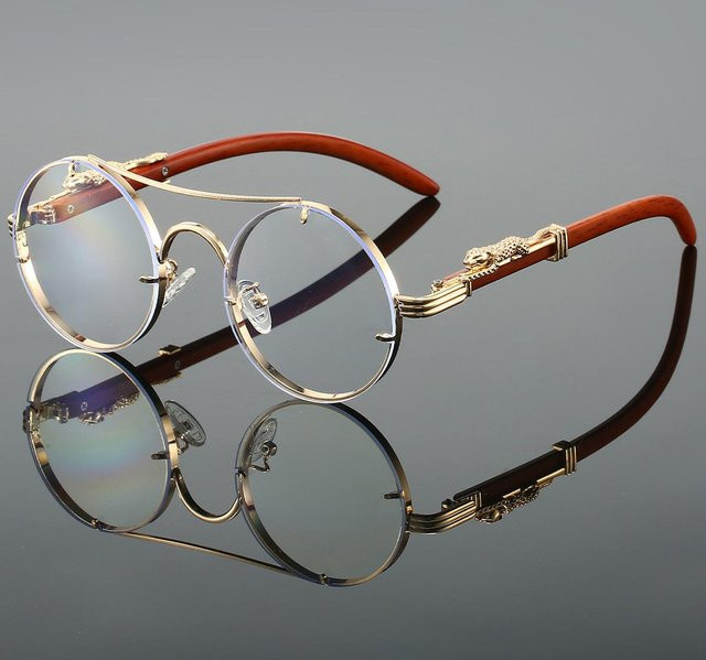 Lucky Black Cat Sonnenbrille, Unisex, Rund, Vollrand, Metall, Grey, Gold - Bild 1
