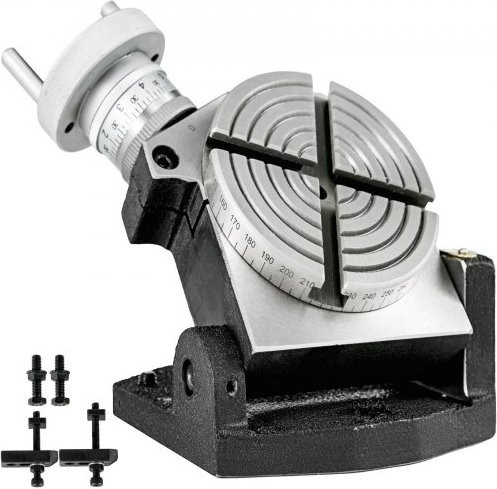 VEVOR Teilapparat Rundtisch 100 mm für Fräsen und Bohren, horizontal und vertikal schwenkbar, Farbe Silber - Bild 1
