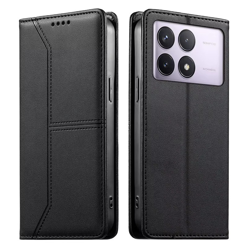 Luxuriöse magnetische Flip-Leder-Handyhülle Wallet Cover für Xiaomi Poco C61 C65 C55 X5 X6 F6 M6 Pro 4G 5G in Schwarz und Grün - Bild 2