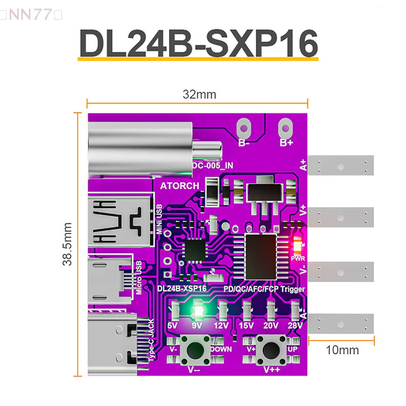 SHIDWJ USB-C PD3.1 Schnellladeprotokoll 4-Draht-Testplatine Spannungsmesser und 140 W Ladegerät Alterungswerkzeug für DL24 Lasttester - Bild 3