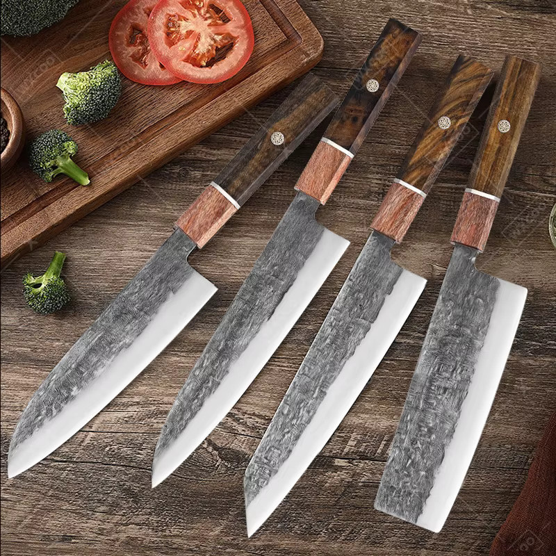 WXCOO Japanisches Kiritsuke Kochmesser aus Edelstahl in Silber mit Holzgriff für Fleisch und Gemüse - Bild 3