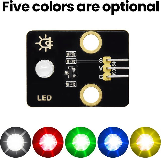Keyestudio LED Modul DIY Elektronische Bausteine für Arduino, Microbit und Raspberry Pi in den Farben Rot, Gelb, Grün, Blau und Weiß - Bild 1
