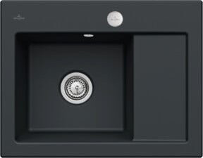 Villeroy & Boch Spüle Subway 45 Compact links mit Ablaufgarnitur und Exzenter in Pure Black - Bild 1