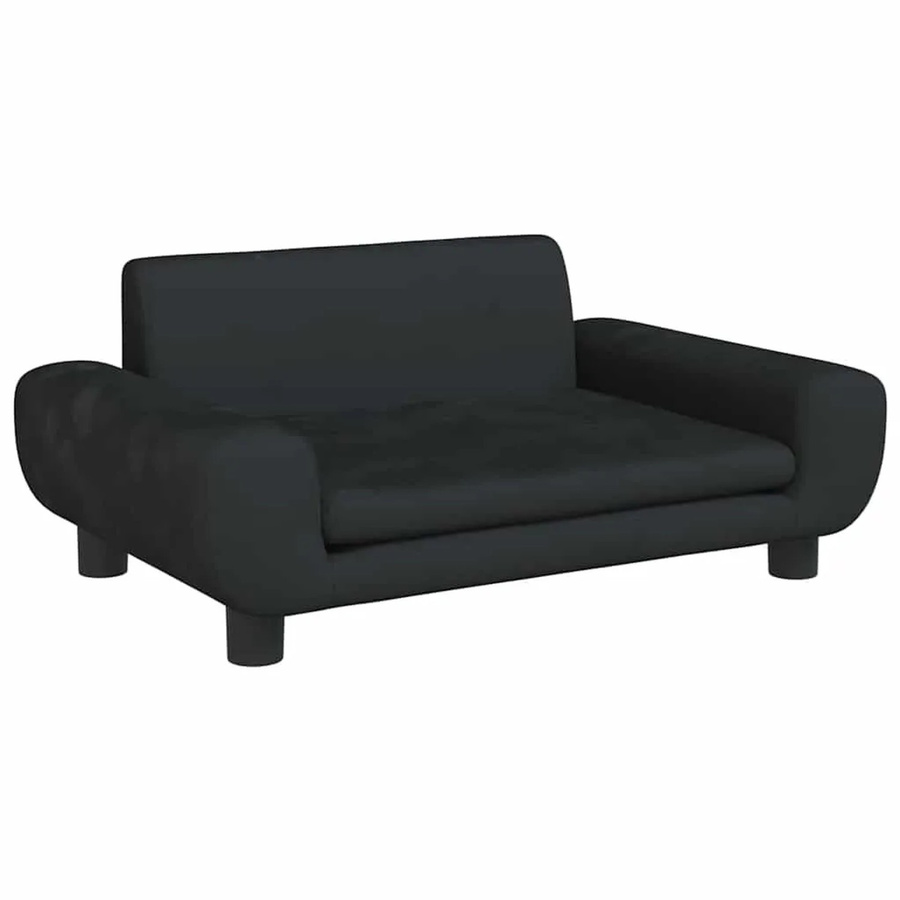 vidaXL Hundebett Sofa aus Samt in Schwarz, B/T/H: 70 x 45 x 33 cm - Bild 2