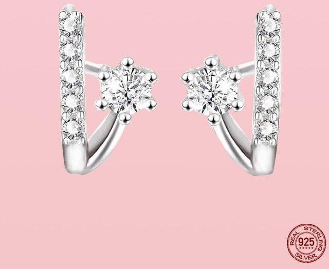 Wucifang Jewelry Creolen, 925 Silber, Zirkonia, Damen - Bild 1