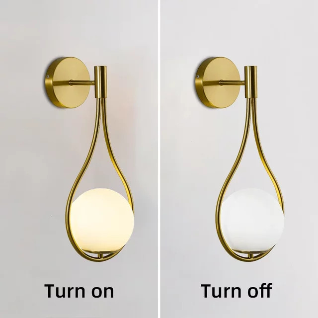 Moderne TRAZOS Kugel Wandleuchte in Gold mit weißem PVC-Globus für Wohnzimmer, Schlafzimmer und Flur - Bild 1