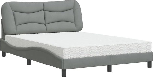vidaXL Bett mit Matratze aus Stoff und Kiefernholz in Grau, B/T: 140 x 190 cm - Bild 1