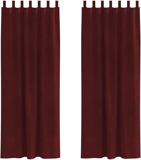 vidaXL Vorhänge aus Samt in Weinrot, 2er-Set, Verdunkelungsvorhänge, Breite: 140 cm, Höhe: 245 cm - Bild 1