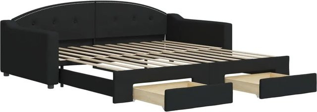 vidaXL Tagesbett ausziehbar mit Schubladen in Schwarz, B/T/H: 200 x 100 x 75 cm (Höhe: 75 cm, Breite: 200 cm, Tiefe: 100 cm) - Bild 1