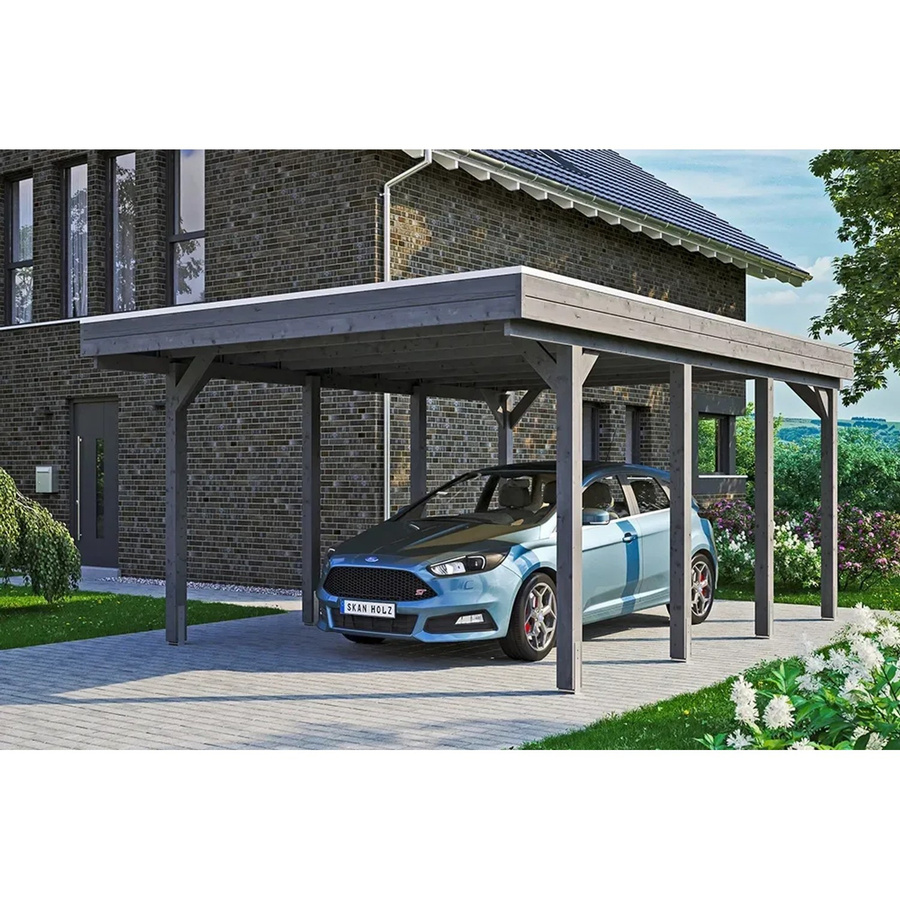 Skan Holz Carport Friesland aus Nadelholz mit Aluminiumdach in Schiefergrau, B: 397 cm, T: 555 cm, H: 241 cm - Bild 2