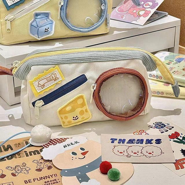 JETTING Federmäppchen im japanischen Stil, mehrschichtiges Schreibwaren-Etui für Studenten, Farbe: Weiß - Bild 1