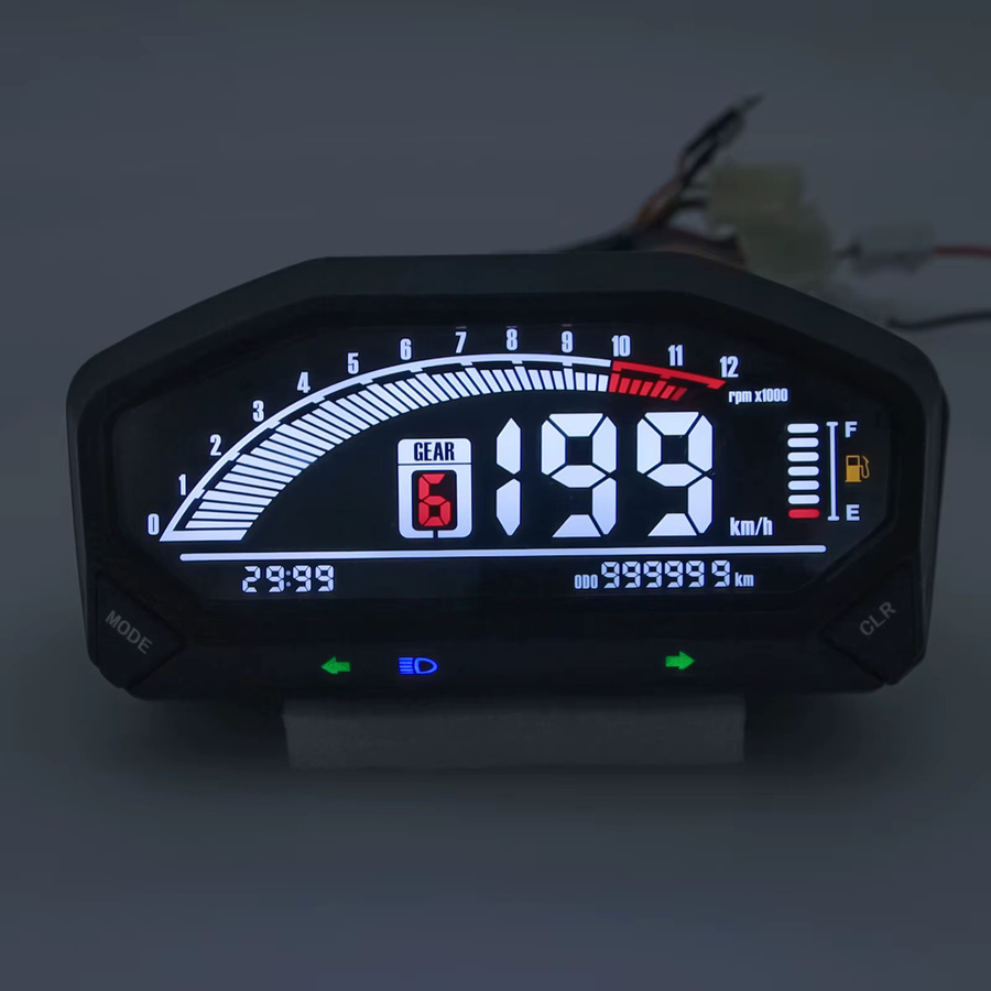 RYSJM Digitaler Motorrad Tachometer mit LED LCD Display und Hintergrundbeleuchtung in Schwarz für 1, 2 oder 4 Zylinder - Bild 4