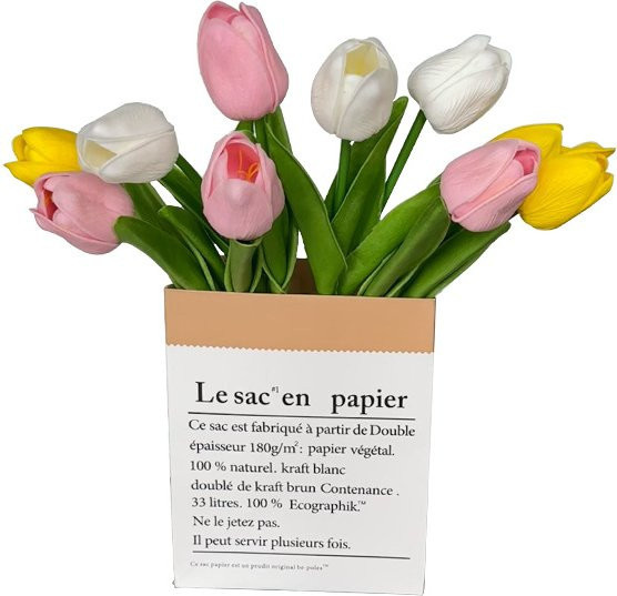 Wusmart Künstliche Tulpenblumen in Orange und Multicolour aus Textil für Tischdekoration - Bild 1