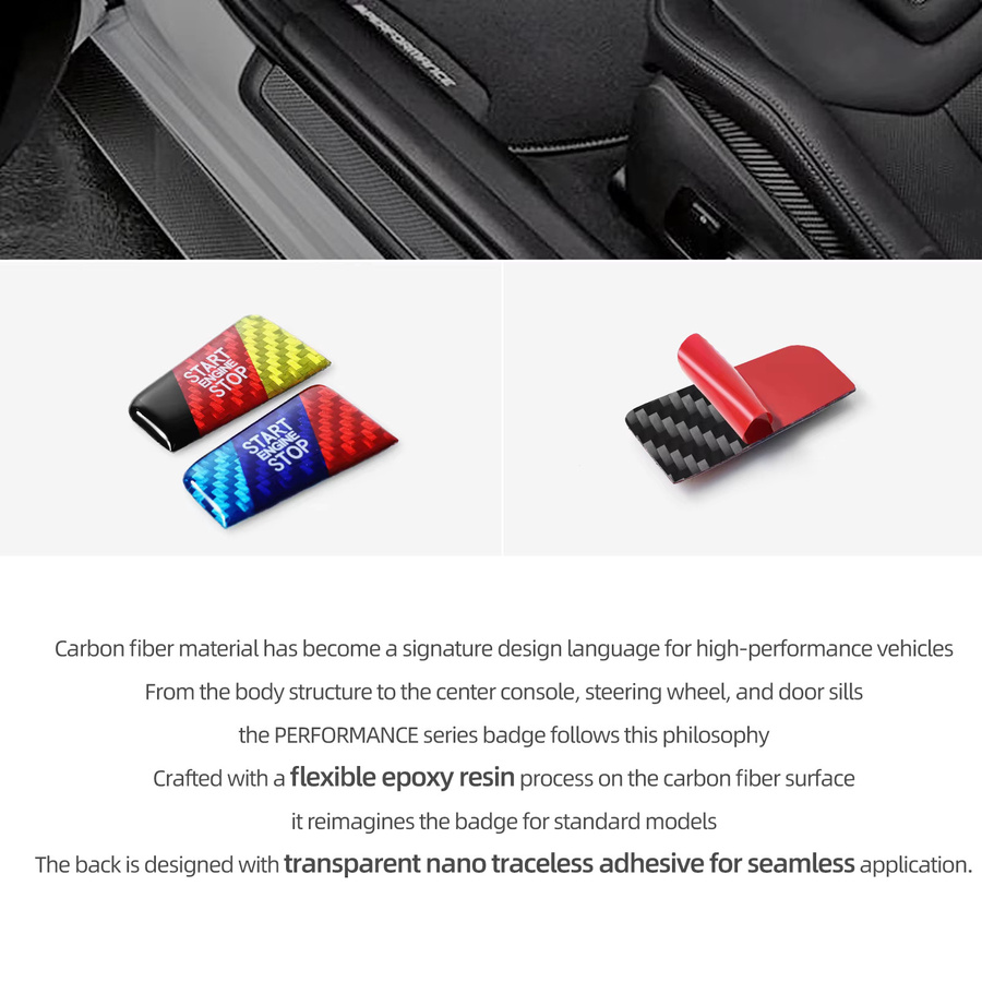 BetterHumz Echtcarbon Motorstart-Stopp-Knopf Zierleiste Aufkleber für BMW 5er G60 G70 X3 G45 G48 in Schwarz und Multicolour - Bild 5