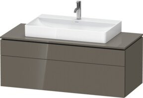 Duravit Waschtischunterschrank L-Cube in Hochglanz Weiß, wandhängend mit 1 Kasten und 1 Auszug, B/T: 122 x 55 cm - Bild 1