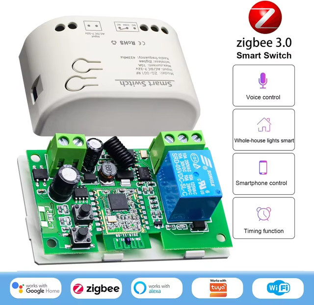 Scimagic-RC Zigbee Relais-Schalter Steuermodul kompatibel mit Tuya Smart Life App Alexa Google Smartthings und Ewelink Hub 7-32V 85-250V - Bild 1