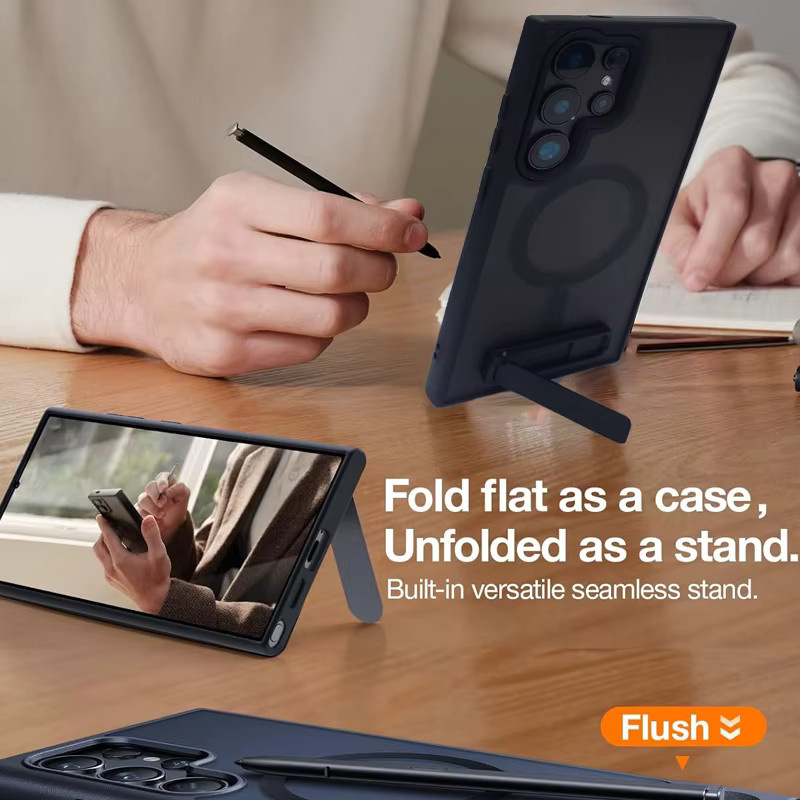 Transparente Business Standhülle mit Magnetverschluss für Samsung Galaxy S26 Ultra, S25, S24 FE, S23 und S22 in Schwarz - Bild 4