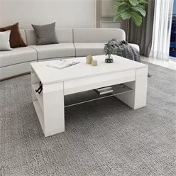ML-Design Couchtisch mit Glasablage und 4 Fächern in Weiß, B/T/H: 100 x 42 x 60 cm - Bild 1