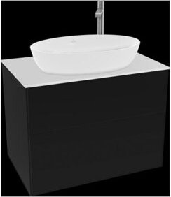 V&B Finion Waschtischunterschrank mit Wandbeleuchtung in Weiß und Schwarz, Breite: 80 cm, Tiefe: 50,1 cm - Bild 1