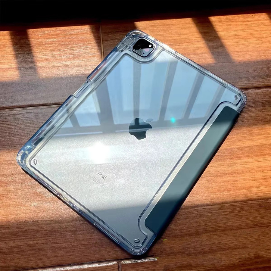 Apple iPad Hülle mit Stifthalter in Schwarz und Transparent für iPad Pro, iPad Air und iPad Mini - Bild 2