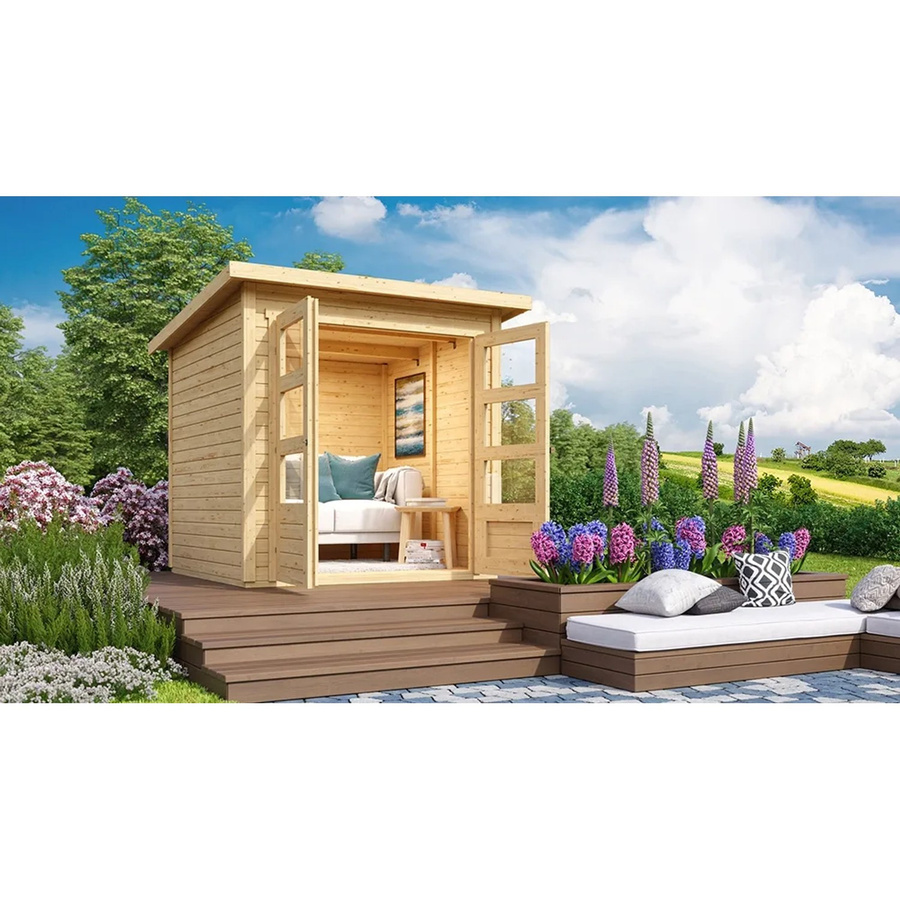 Karibu Holz-Gartenhaus Sitten in Natur mit Pultdach, Unbehandelt, B/T: 182 x 182 cm - Bild 2