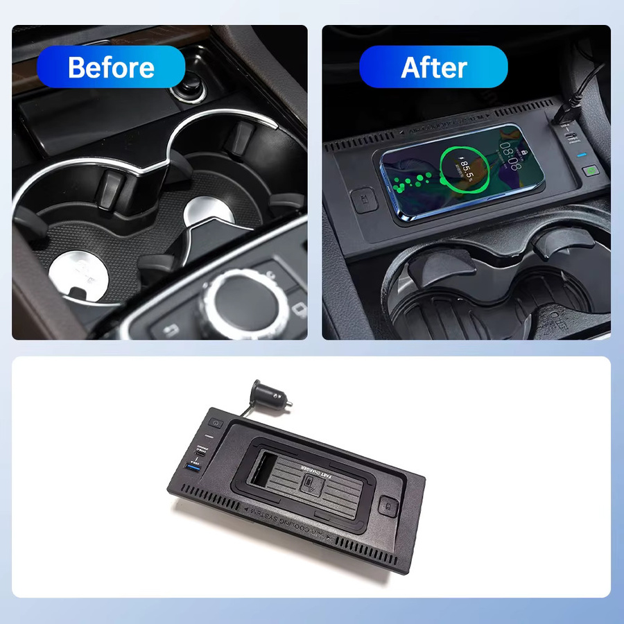 MOCENDO Kabelloses 15W Schnelllade-Ladepad für Mercedes Benz ML/GL 2013-2015 und GLE/GLS 2016-2019, Telefonladegerät Halterung in Schwarz - Bild 3