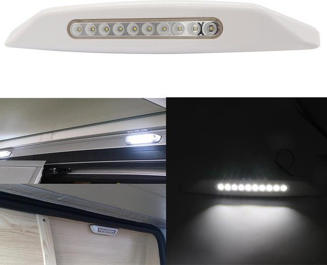 Igeteck 12V LED-Vorzeltlampe in Weiß, wasserdichte Außenleuchte für Wohnmobile aus Kunststoff - Bild 1