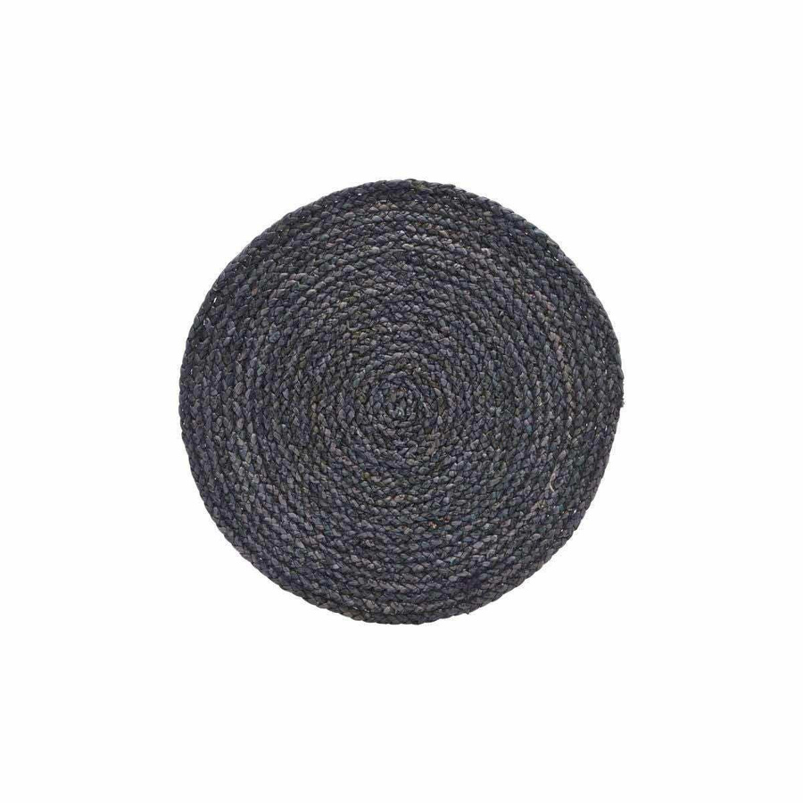 House Doctor Platzset Maisblätter rund in Grau und Blau, 4 Stück, Durchmesser: 38 cm - Bild 1