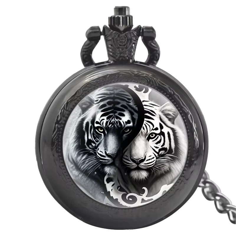 wecin Taschenuhr Halskette Anhänger, Quarz, Schwarz, Unisex - Bild 2