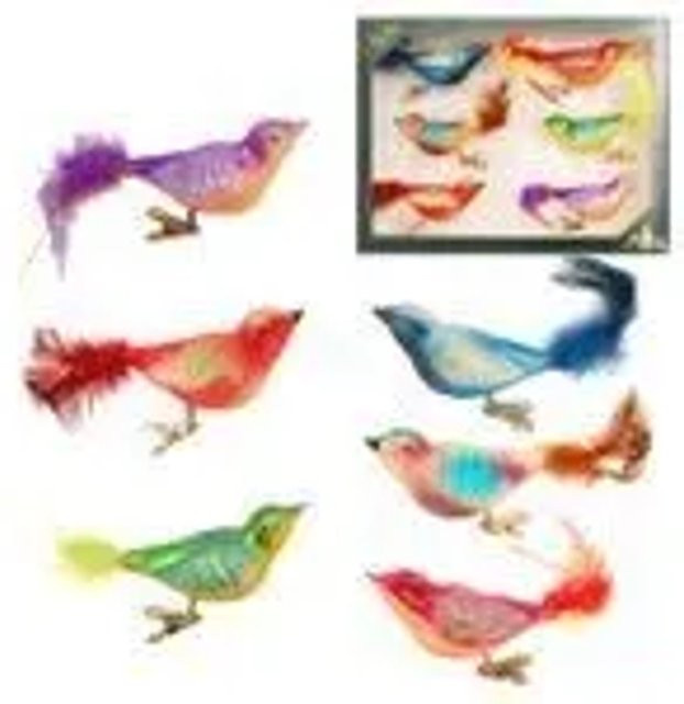 Krebs Glas Lauscha GmbH Christbaumschmuck Glas Vögel Clip multicolor, 6 Stück, Höhe: 11 cm - Bild 1